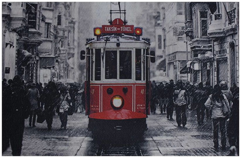 Taksim Tramvay Baskılı Çift Taraflı Kauçuk Kapı Önü Paspası